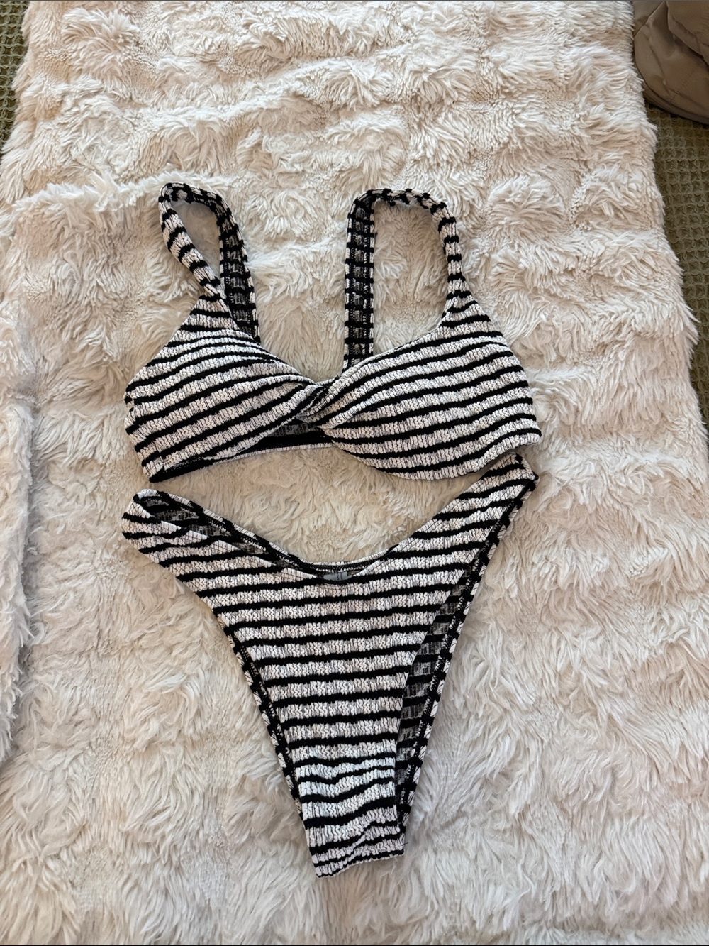 Black and White Striped Swimsuit, never worn